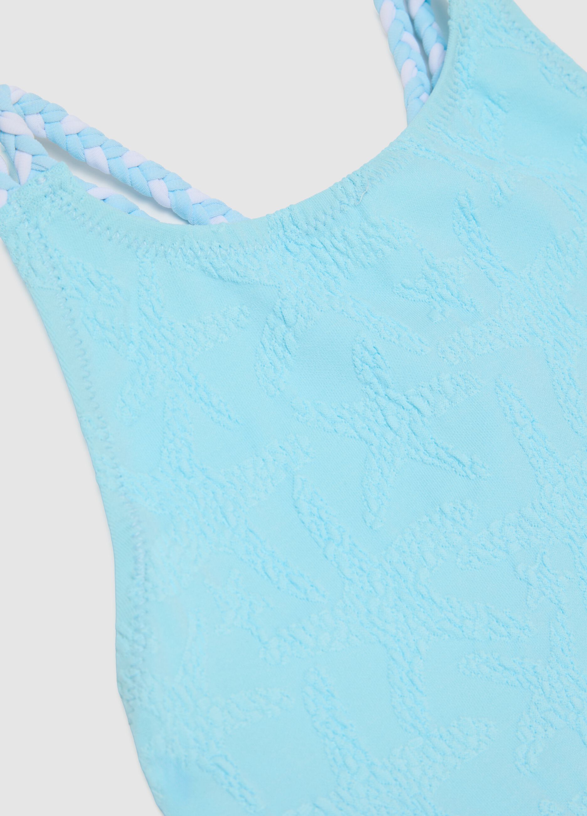 Girls' blue stretch-blend swimsuit