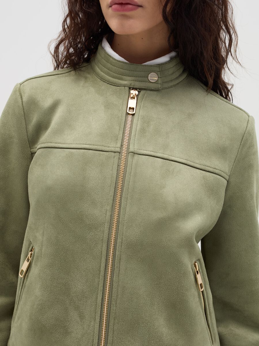 Short suede jacket with full-zip _3