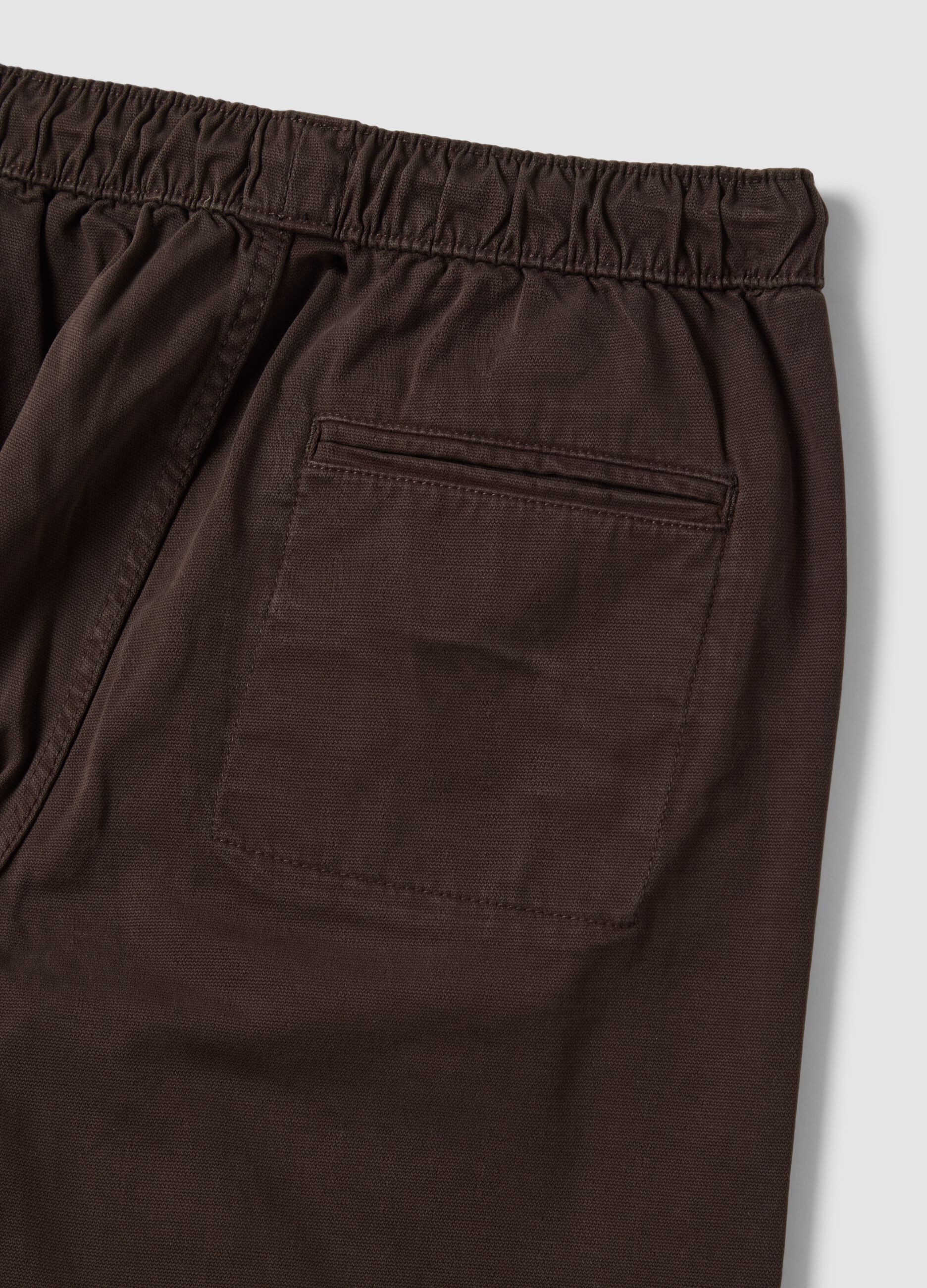 Brown stretch cotton joggers with elasticated cuffs, comfort fit