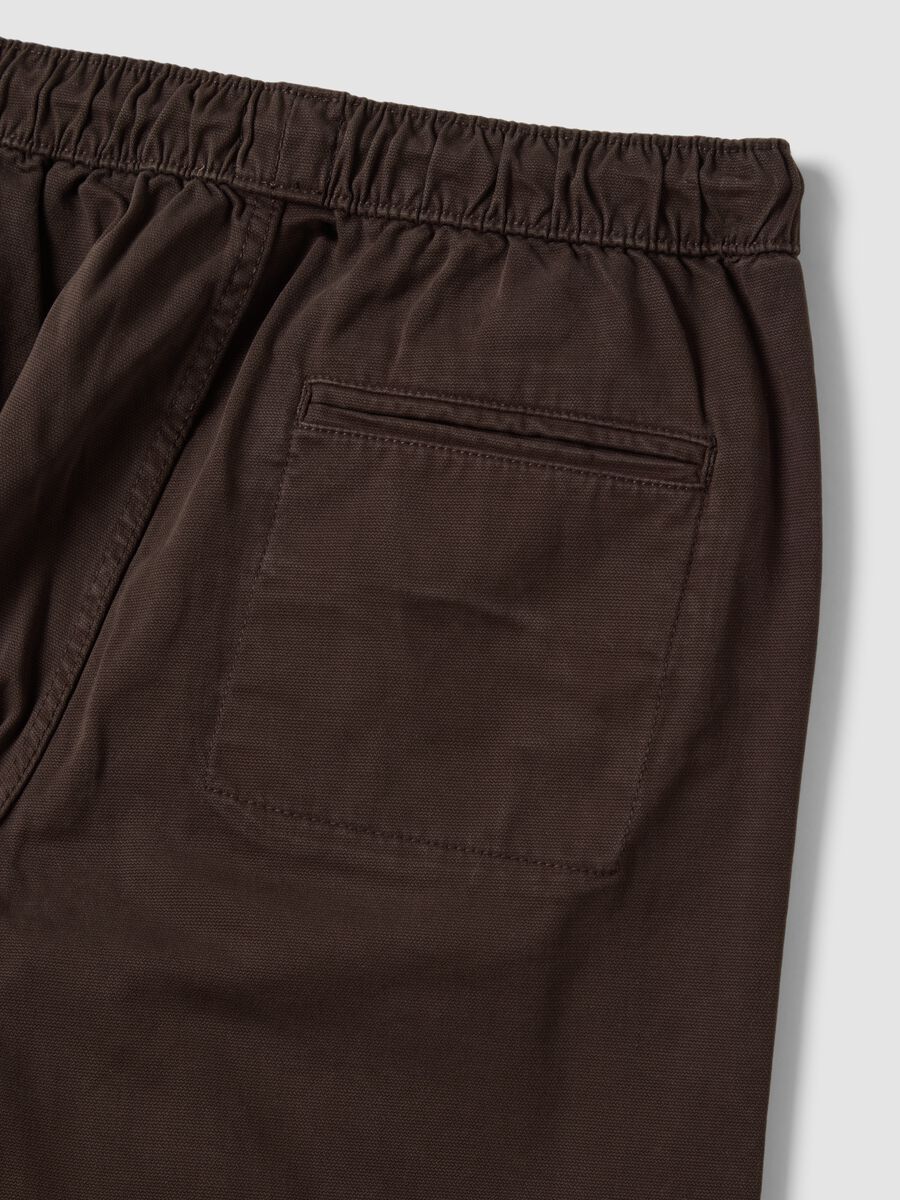 Brown stretch cotton joggers with elasticated cuffs, comfort fit_1