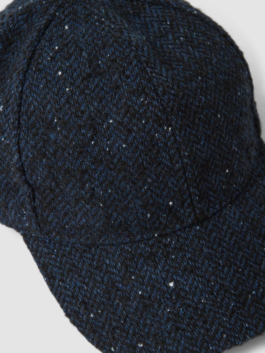 Cappello blu baseball in misto lana e viscosa_1