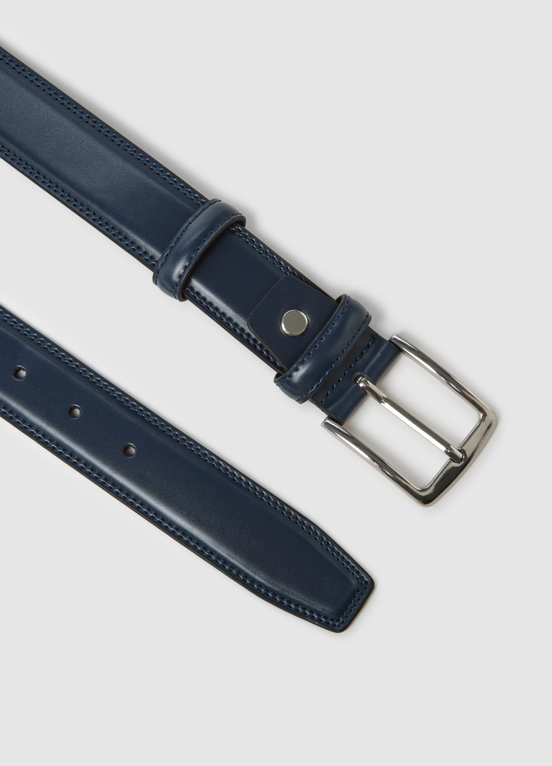 Blue genuine leather belt