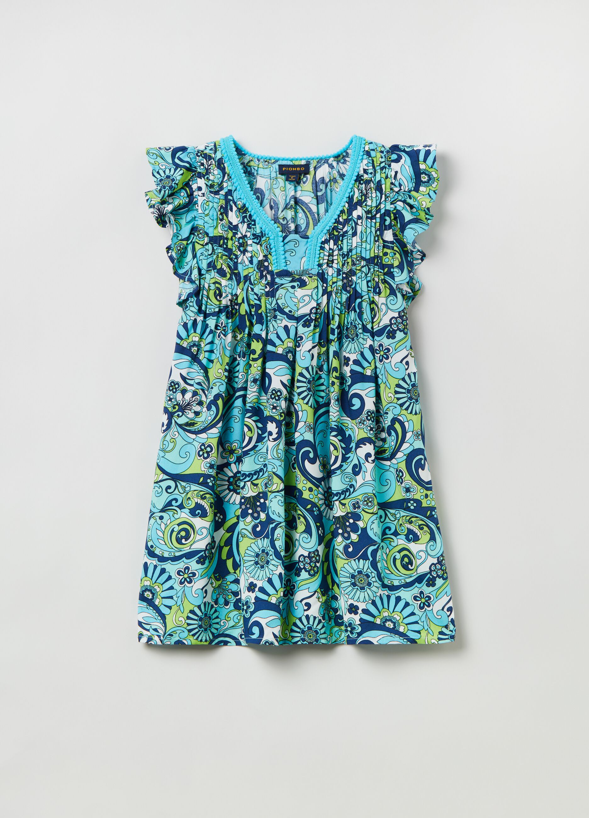 Vestito floreale con pon pon_0