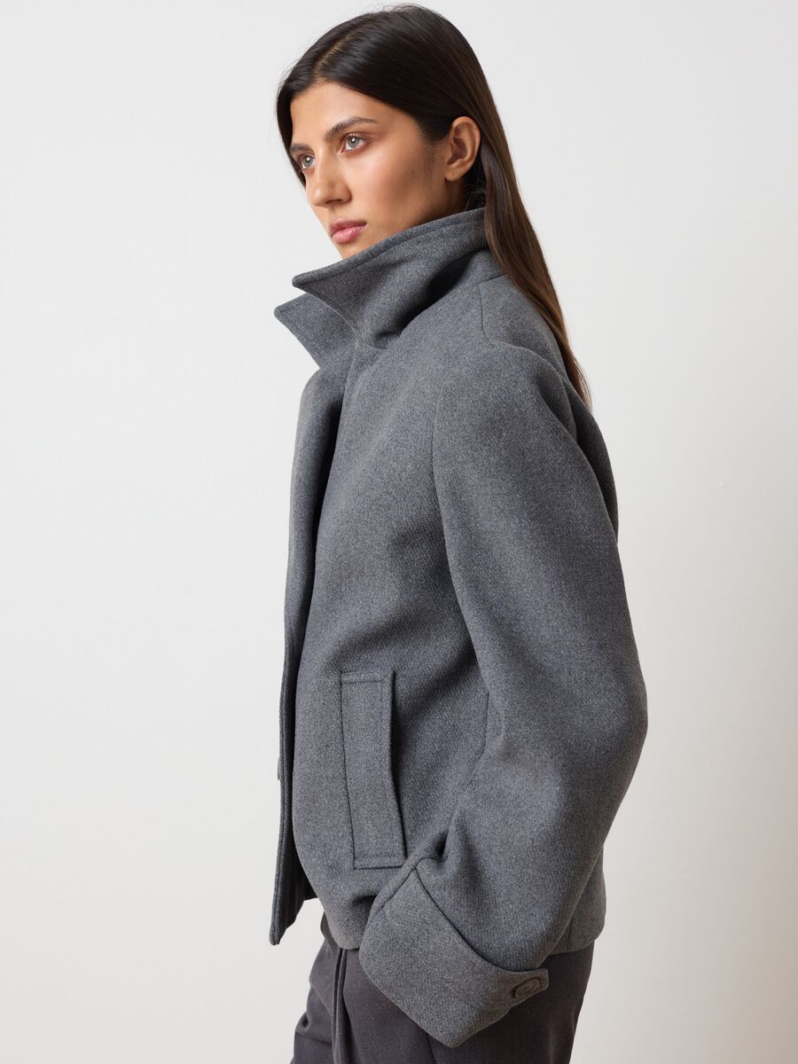 Cappotto in misto lana grigio regular fit_3