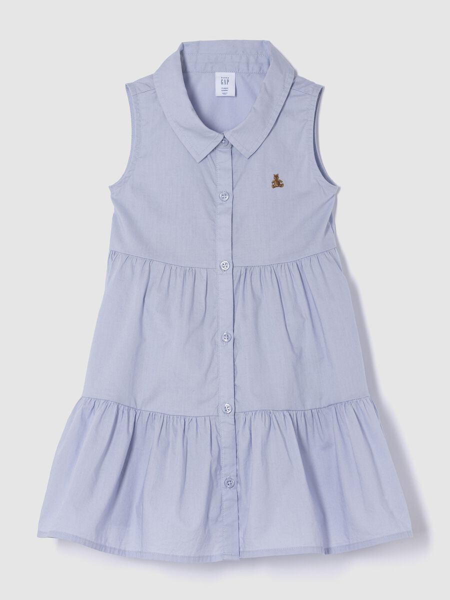 Blue tiered dress in cotton_0