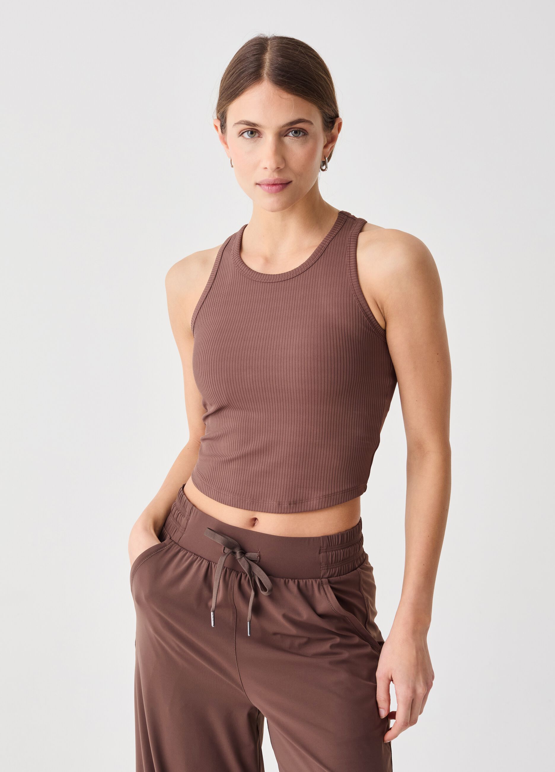 ALTAVIA STUDIO crop tank top in ribbed technical fabric