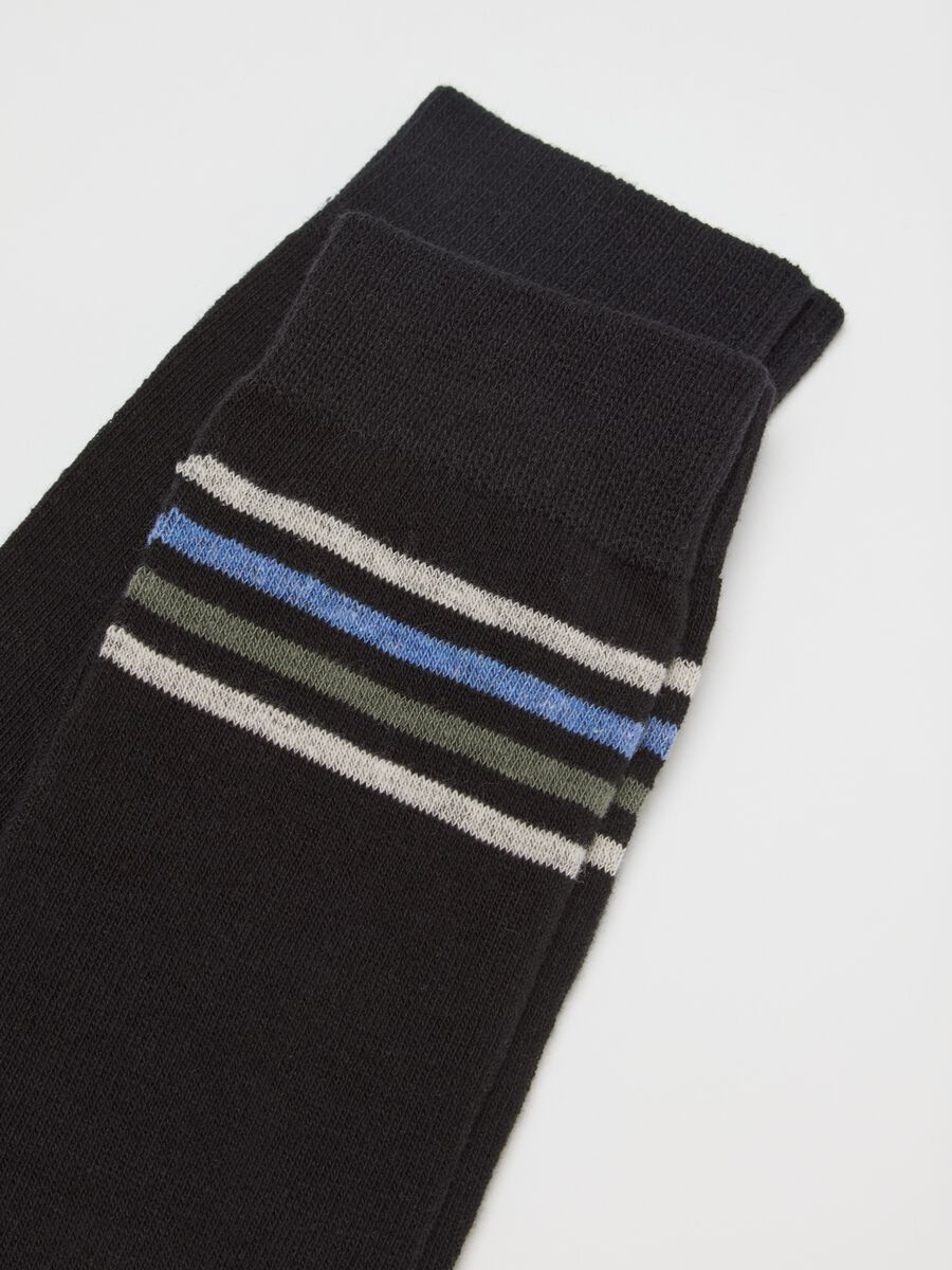 Tripack of regular fit multicolour striped short cotton blend socks_2