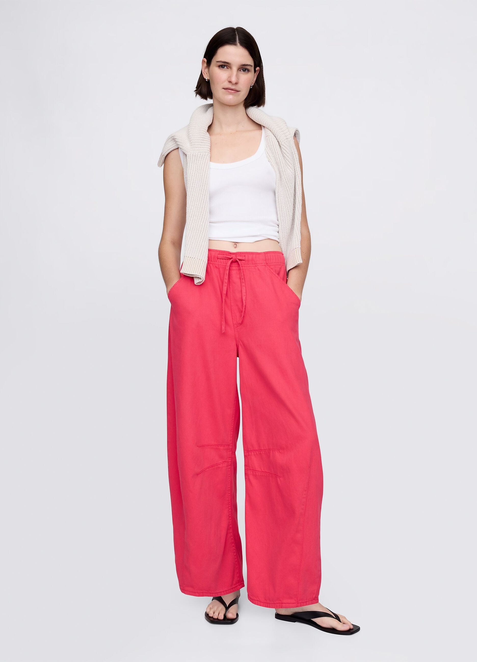 Pink Lyocell and cotton trousers