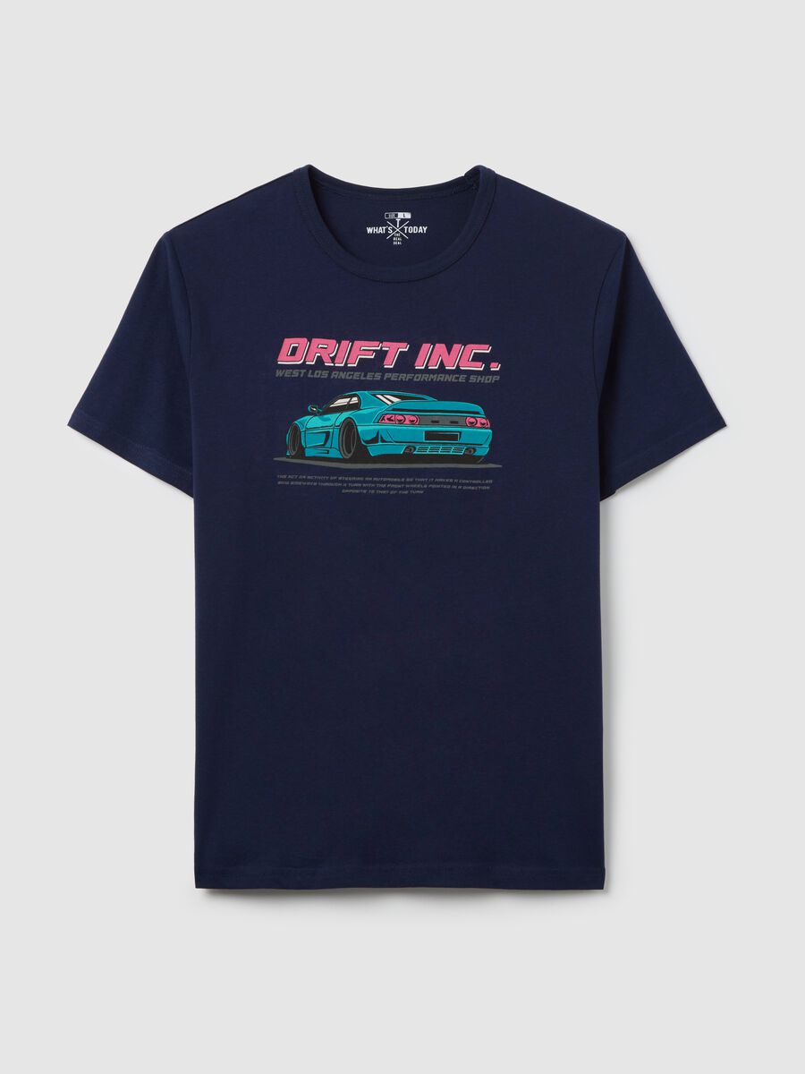 Cotton T-shirt with "Drift Inc" racing car print_4