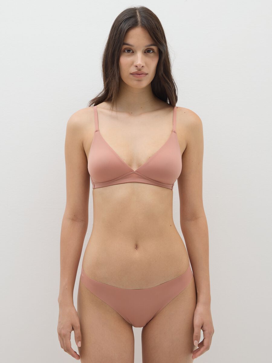 Brown Mixed Fabric Bra_0