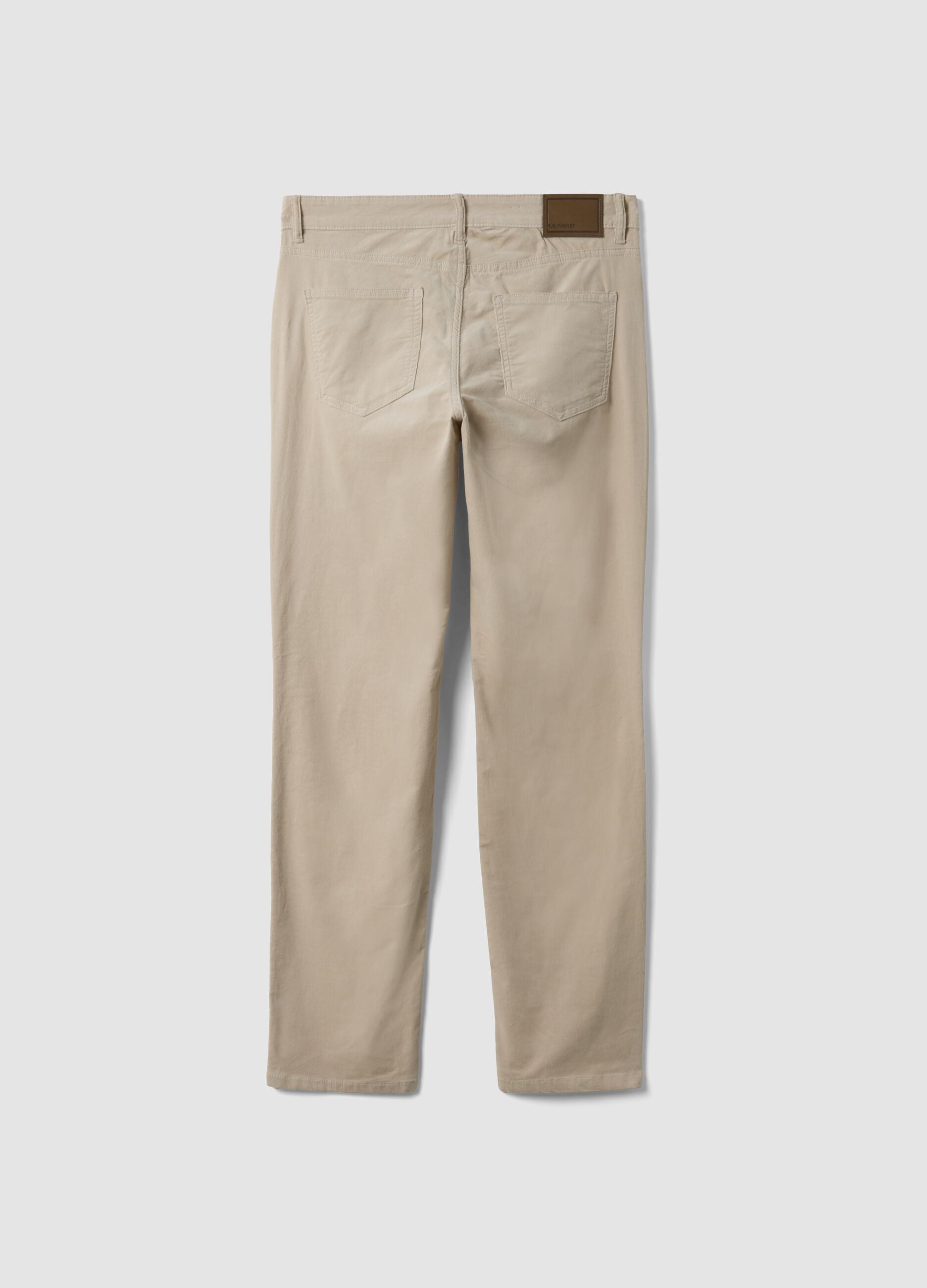 Pantaloni grigi a costine in cotone elasticizzato slim fit