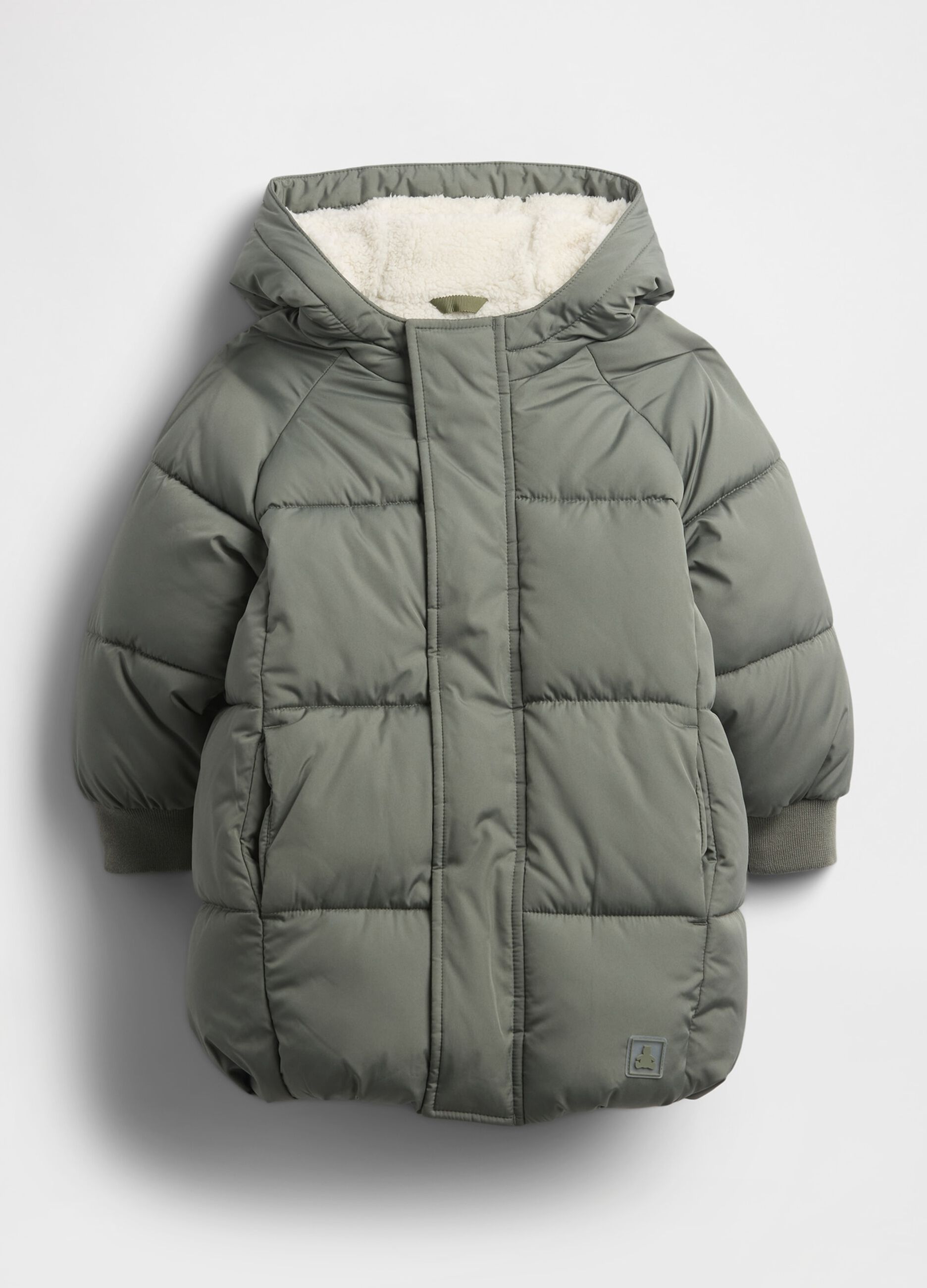 Green padded jacket with hood