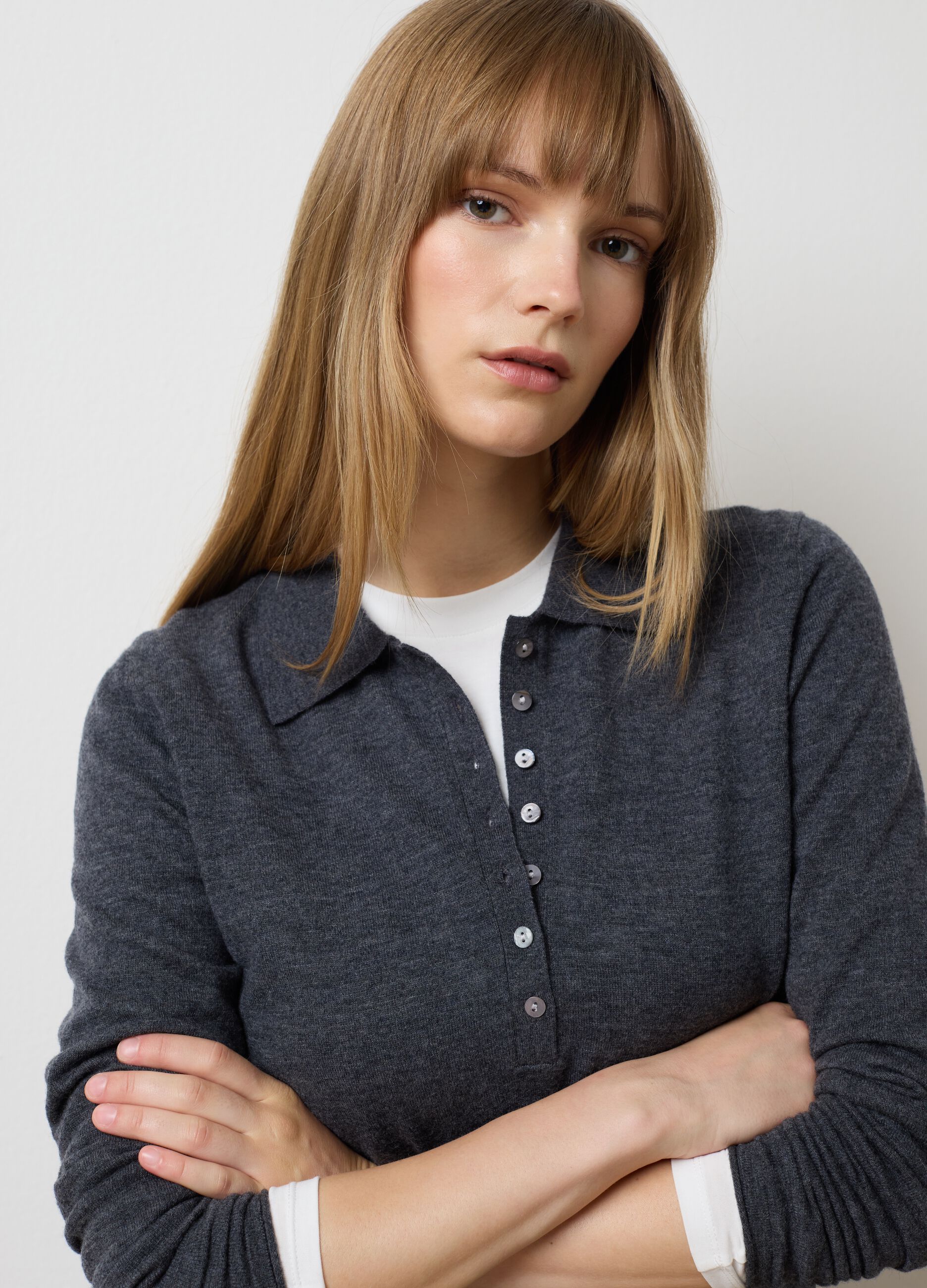 Grey Regular Fit Pure Wool Sweater