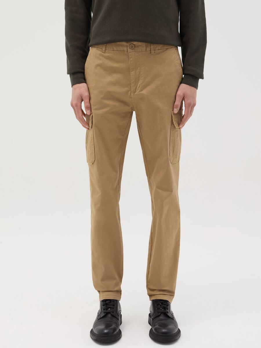 Slim-fit cargo pants in stretch cotton_1