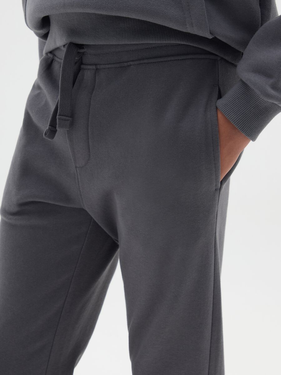 Pantaloni jogger da ragazzo in puro cotone grigio regular fit_2