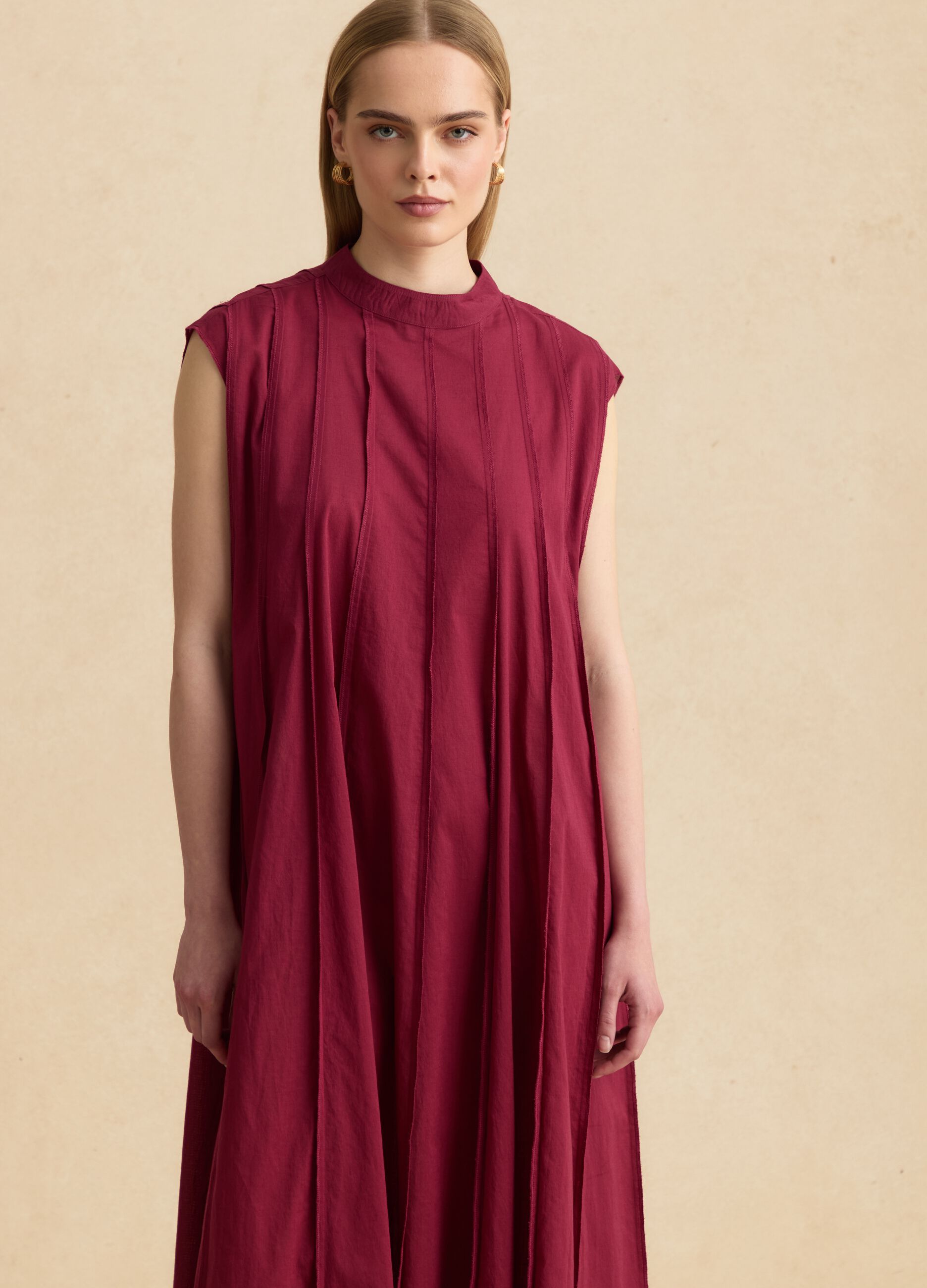 Red pure cotton midi dress