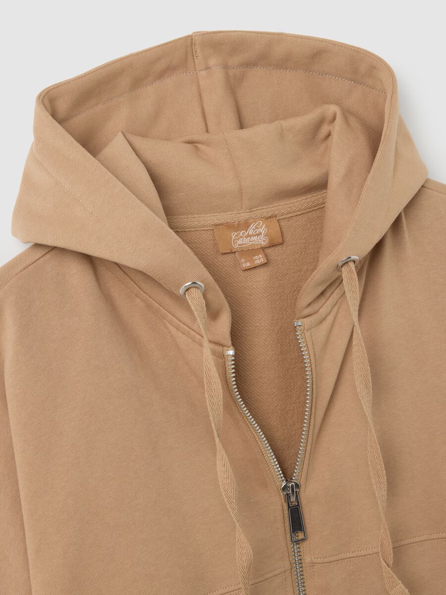 Felpa premaman beige con cappuccio e zip _5