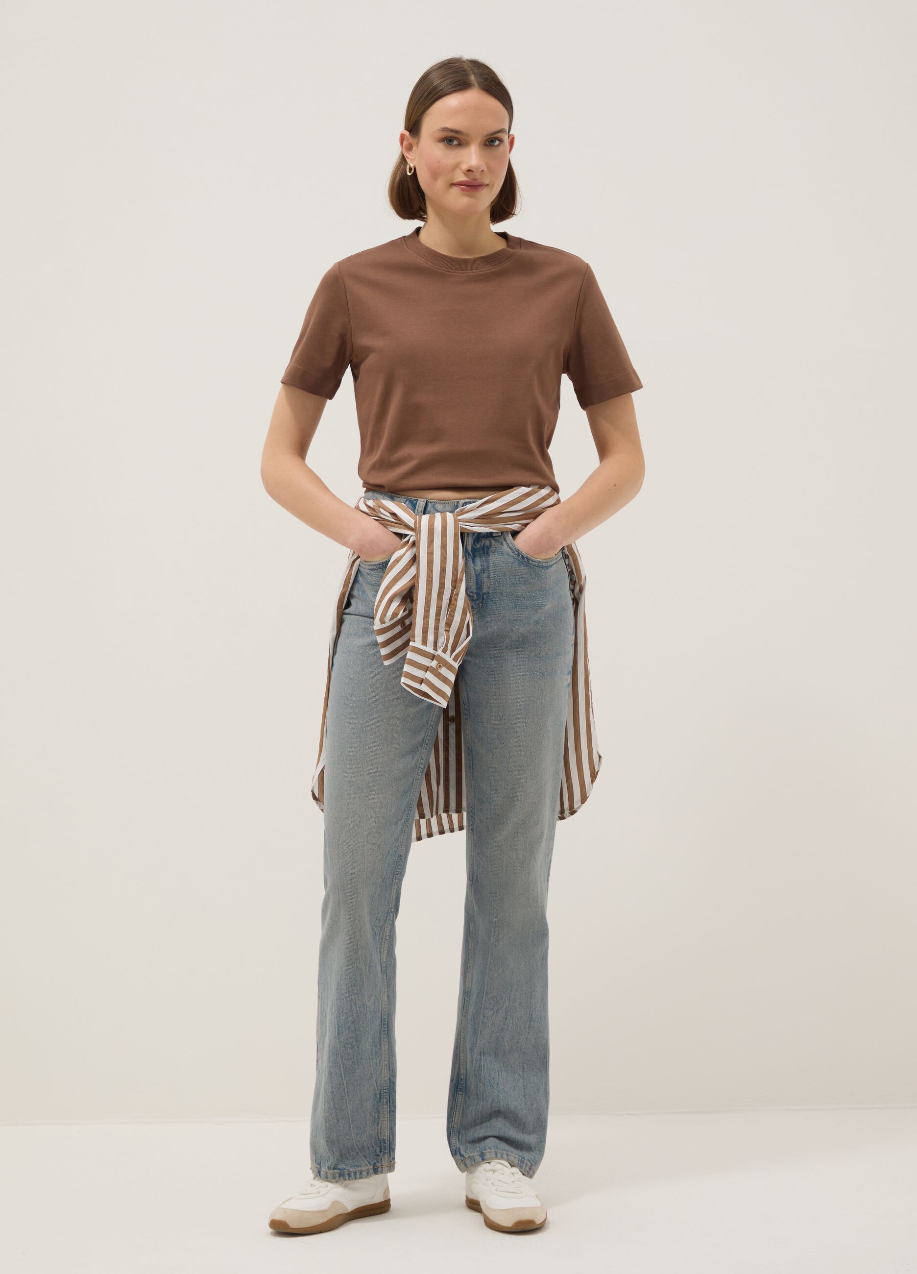 T-shirt The Iconic Tee marrone in puro cotone relaxed fit