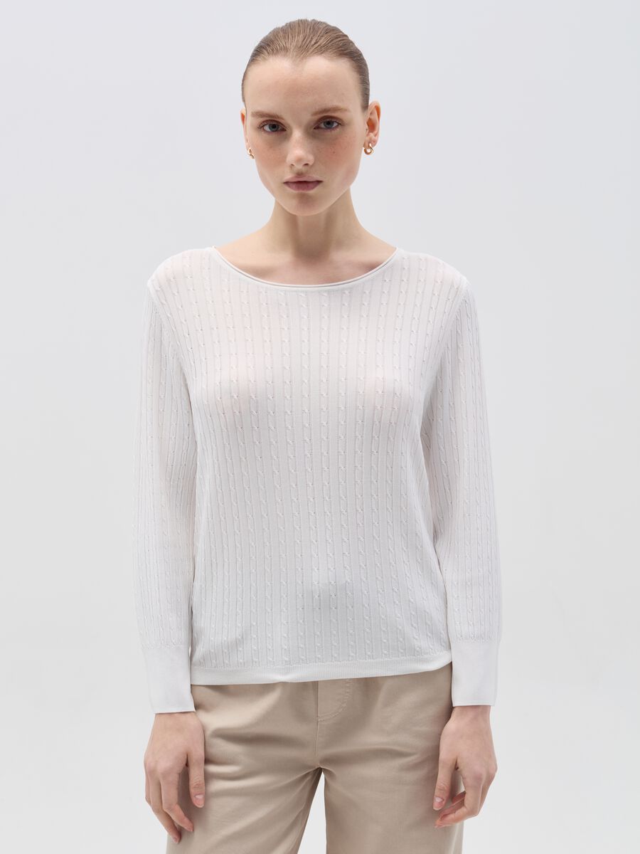 Top with cable-knit design_1