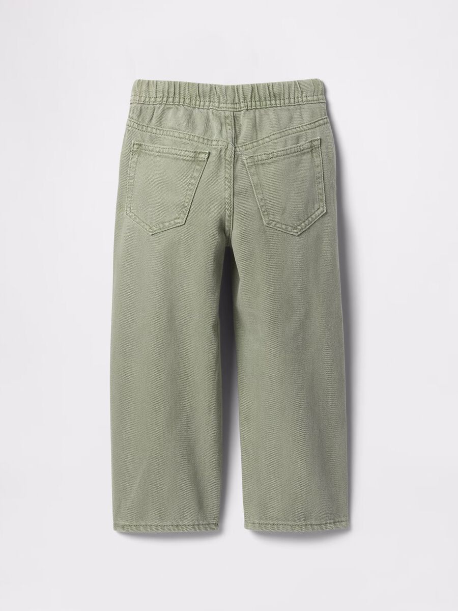 Green trousers in cotton and Lyocell with drawstring_2