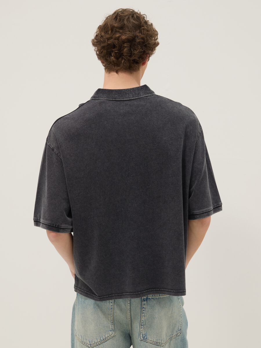 Polo a maniche corte in puro cotone nero regular fit_3