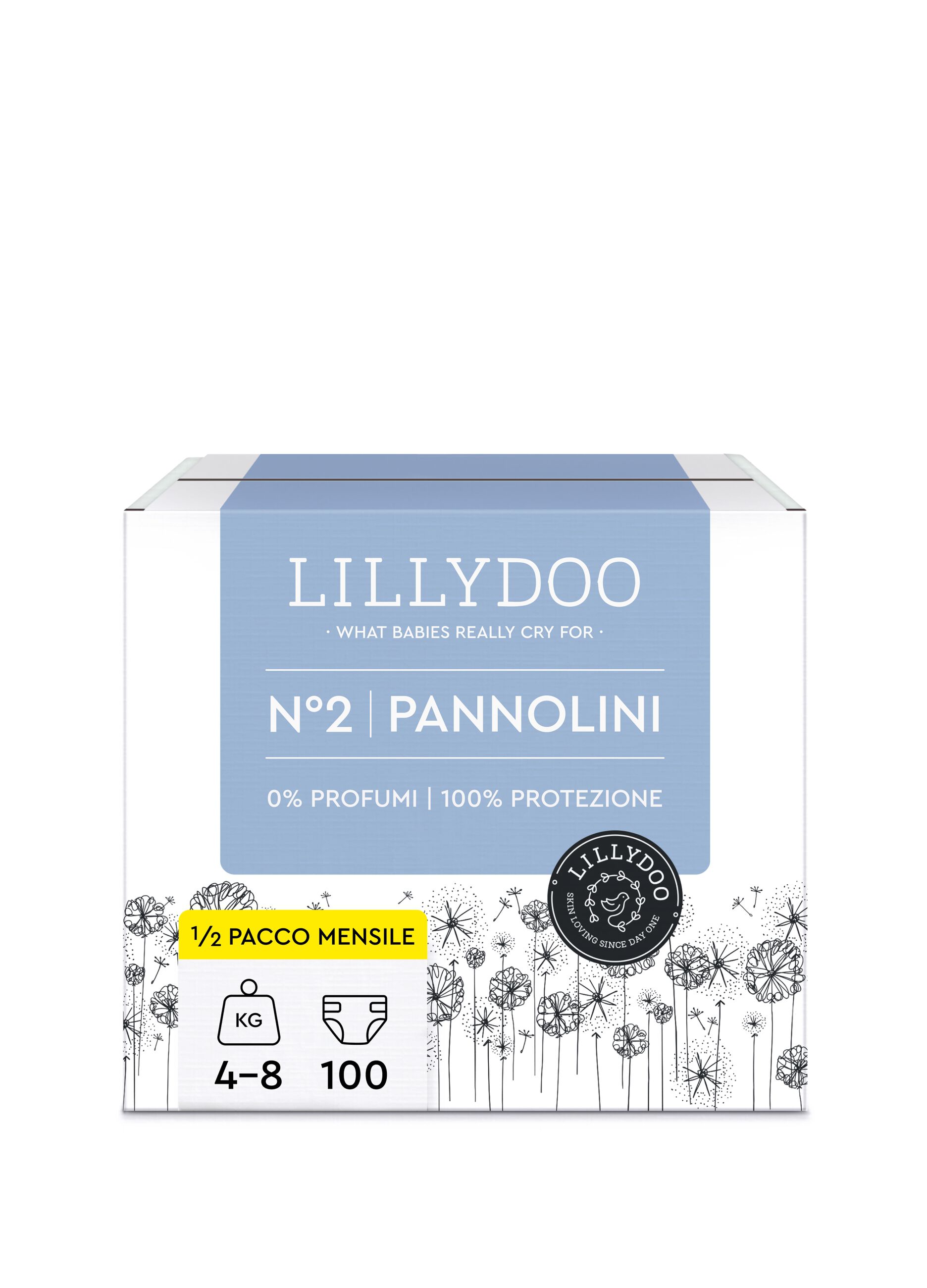 Pannolini multipack da 6 confezioni per pelli sensibili N°2 (4-8 Kg) Lillydoo