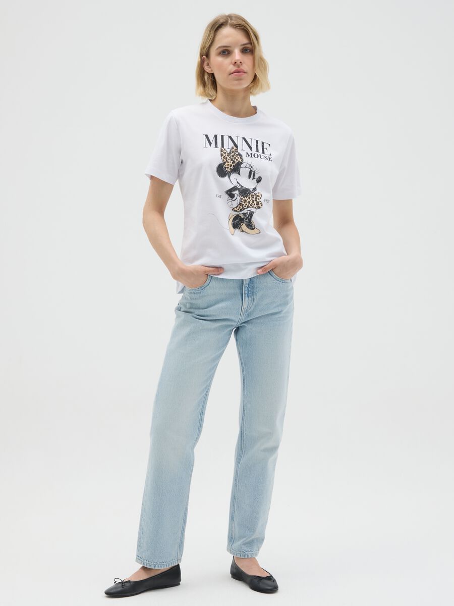 White pure cotton regular fit T-shirt with Minnie print_1