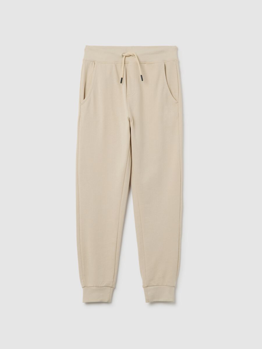 Boys' beige cotton blend over fit trousers_3
