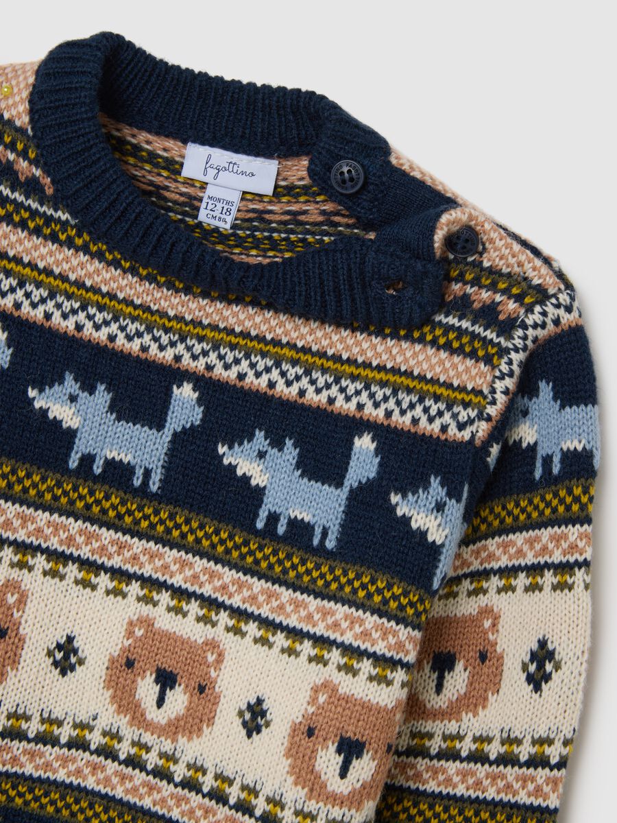 Blue Sweater with Jacquard Pattern_3