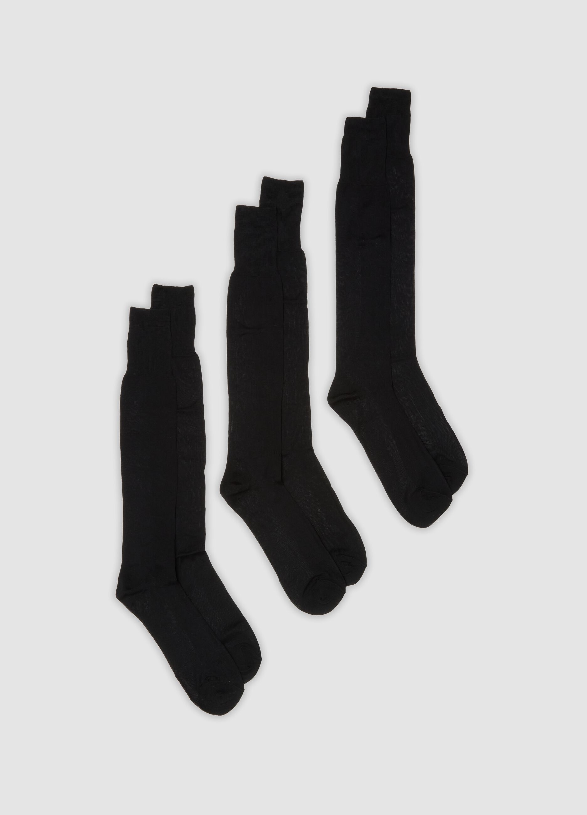 Three-pack of black long socks in pure cotton Fil d&rsquo;&Eacute;cosse