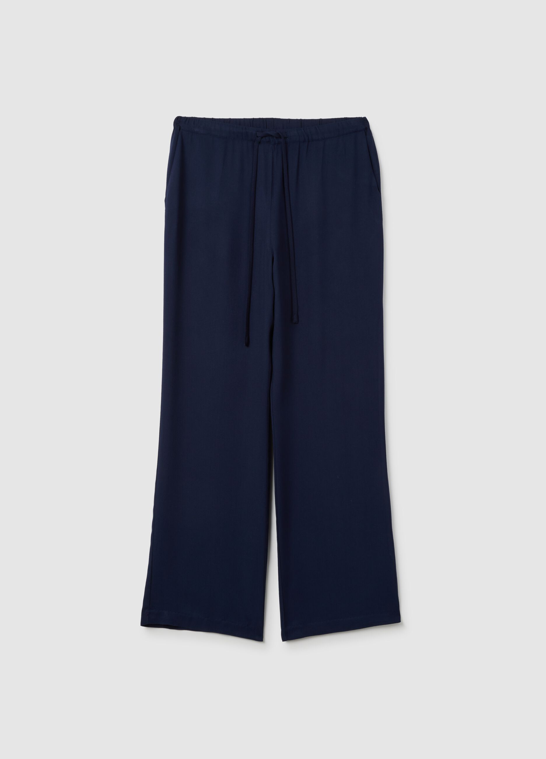 Women's pure blue viscose regular fit trousers