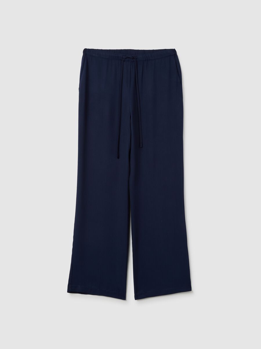 Women's pure blue viscose regular fit trousers_4