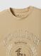 Tank top beige in puro cotone con stampa frontale_5