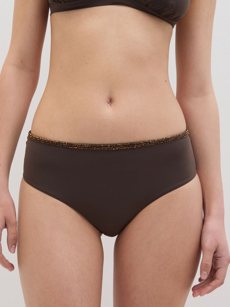 Women's Brown Stretch Blend Bikini Bottoms_2