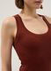 Brown viscose blend fitted tank top_3