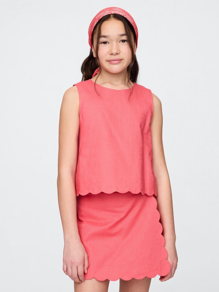 Sleeveless Pink Top with Scalloped Edge_0