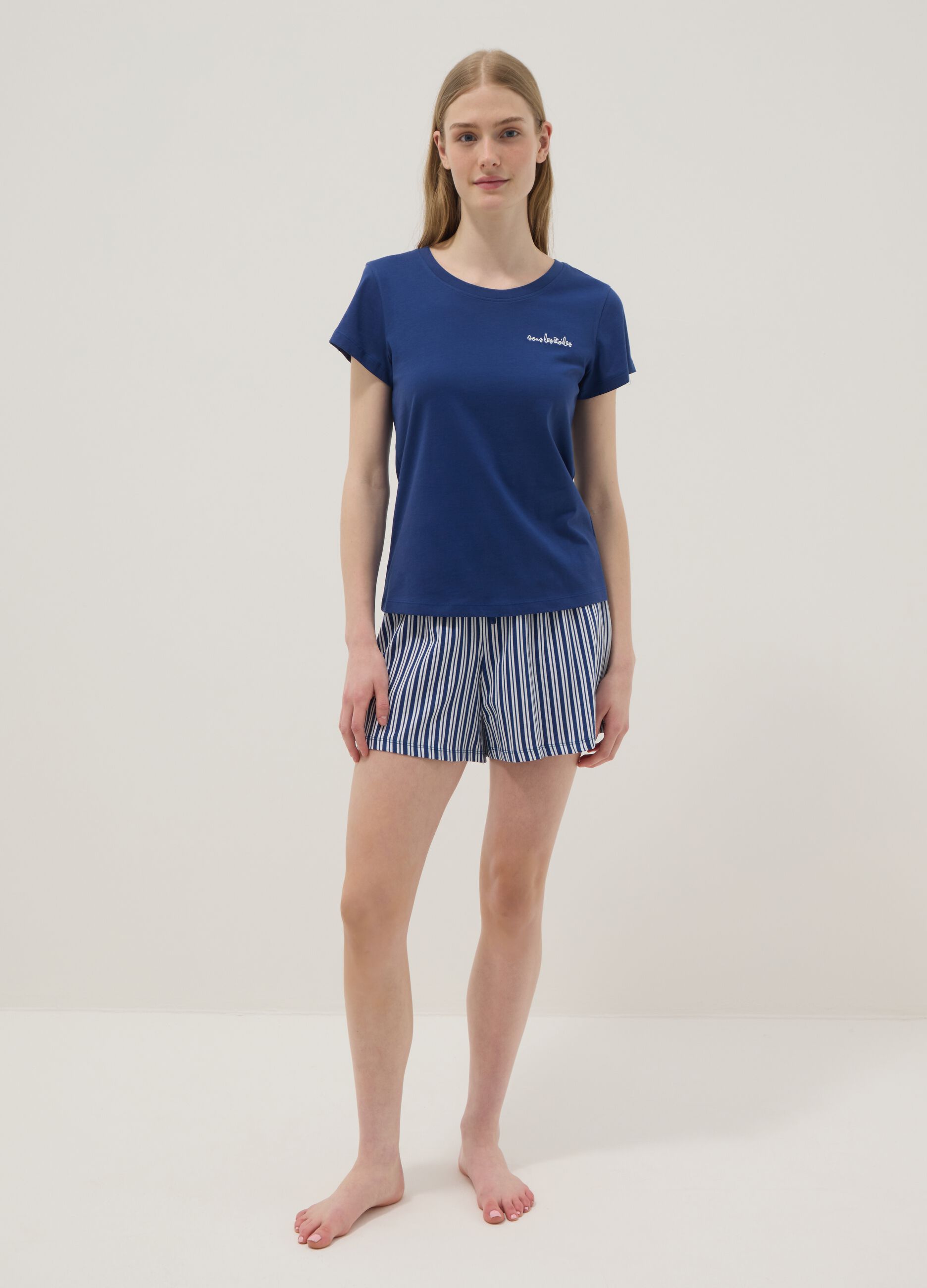 Multicolour short pyjamas in pure cotton regular fit