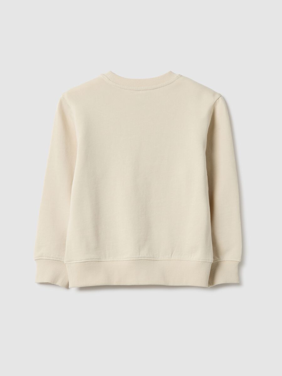 Beige Crew Neck Sweatshirt for Kids in Pure Cotton Regular Fit_1