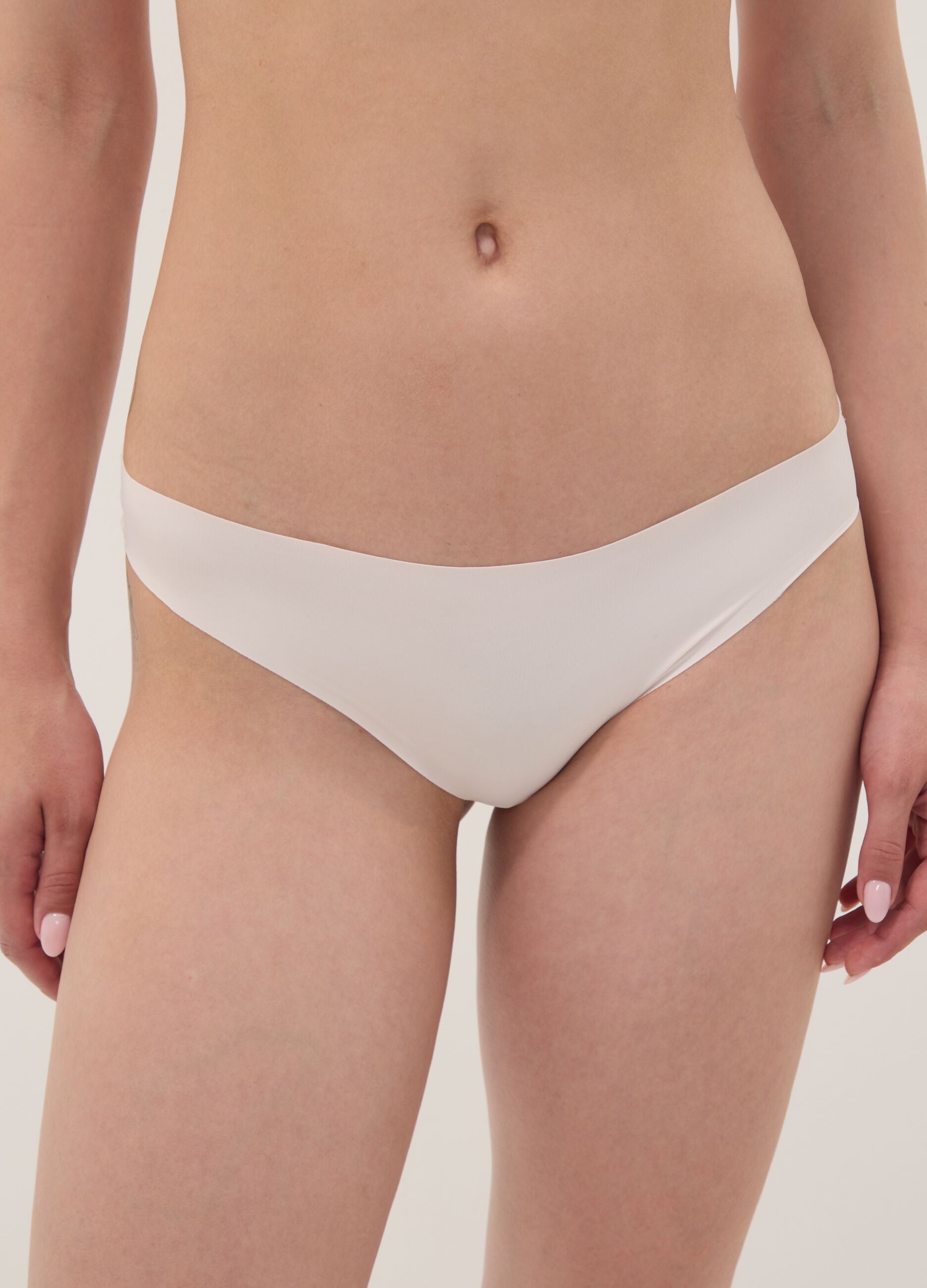 Pink stretch-fabric briefs with regular waist