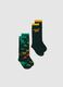 Multicolour cotton blend kids' long socks twin pack_0