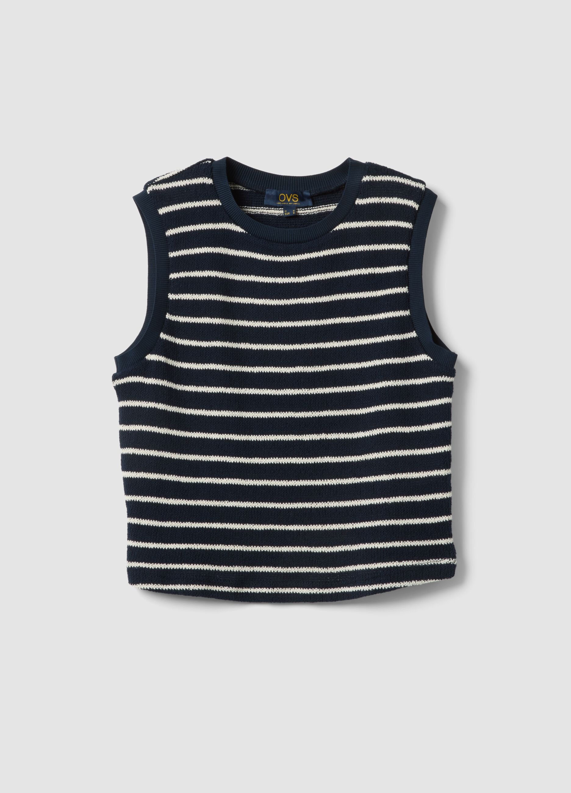 Regular-fit blue and white striped cotton-blend waistcoat