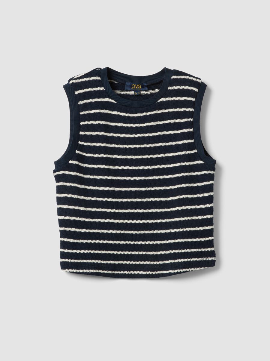 Gilet in misto cotone a righe blu e bianche regular fit_4