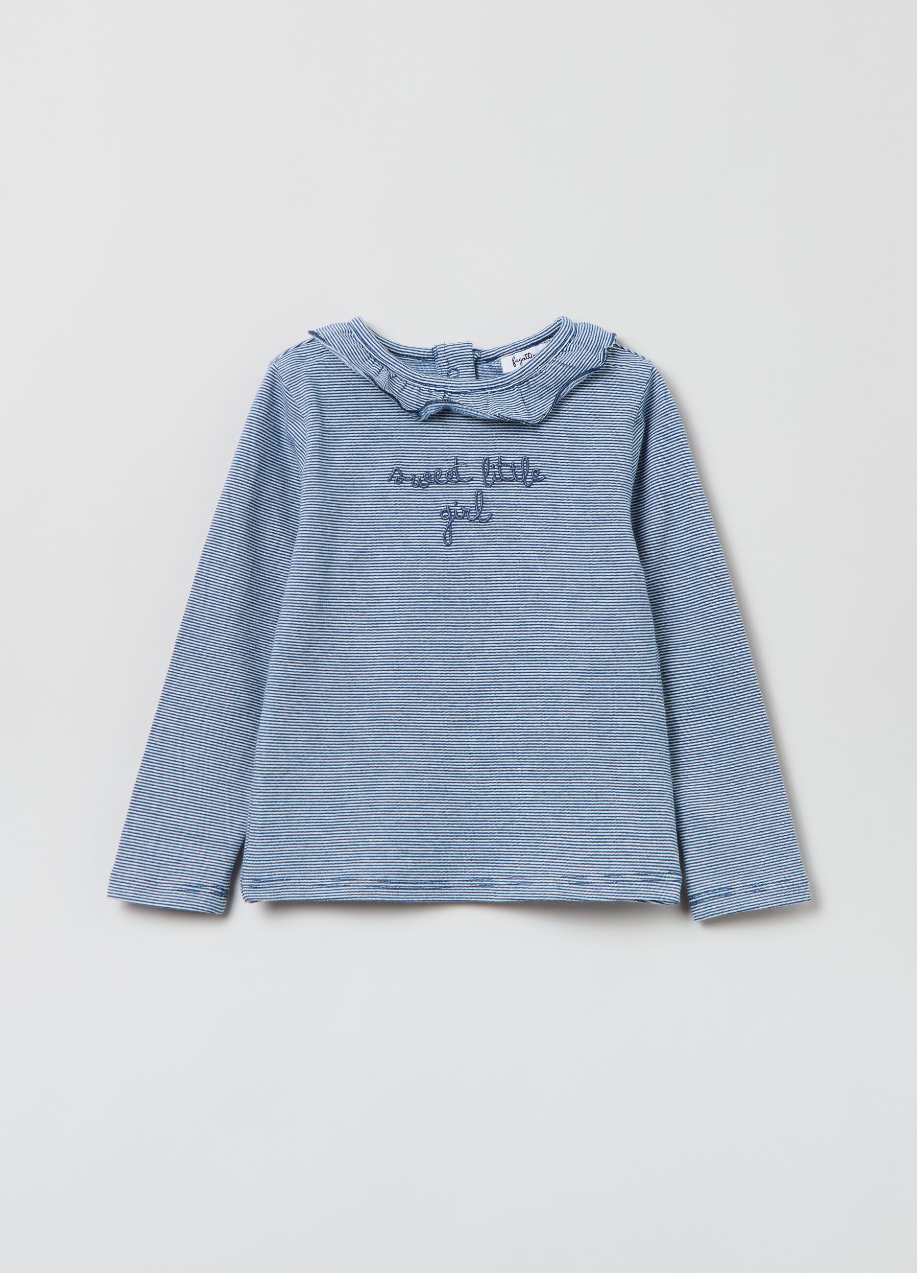 T-shirt a costina con ricamo lettering_0