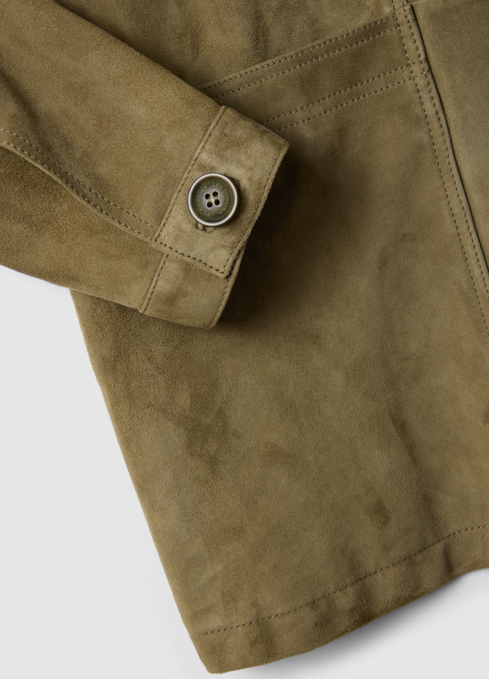 Giacca in vera pelle verde regular fit con bottoni