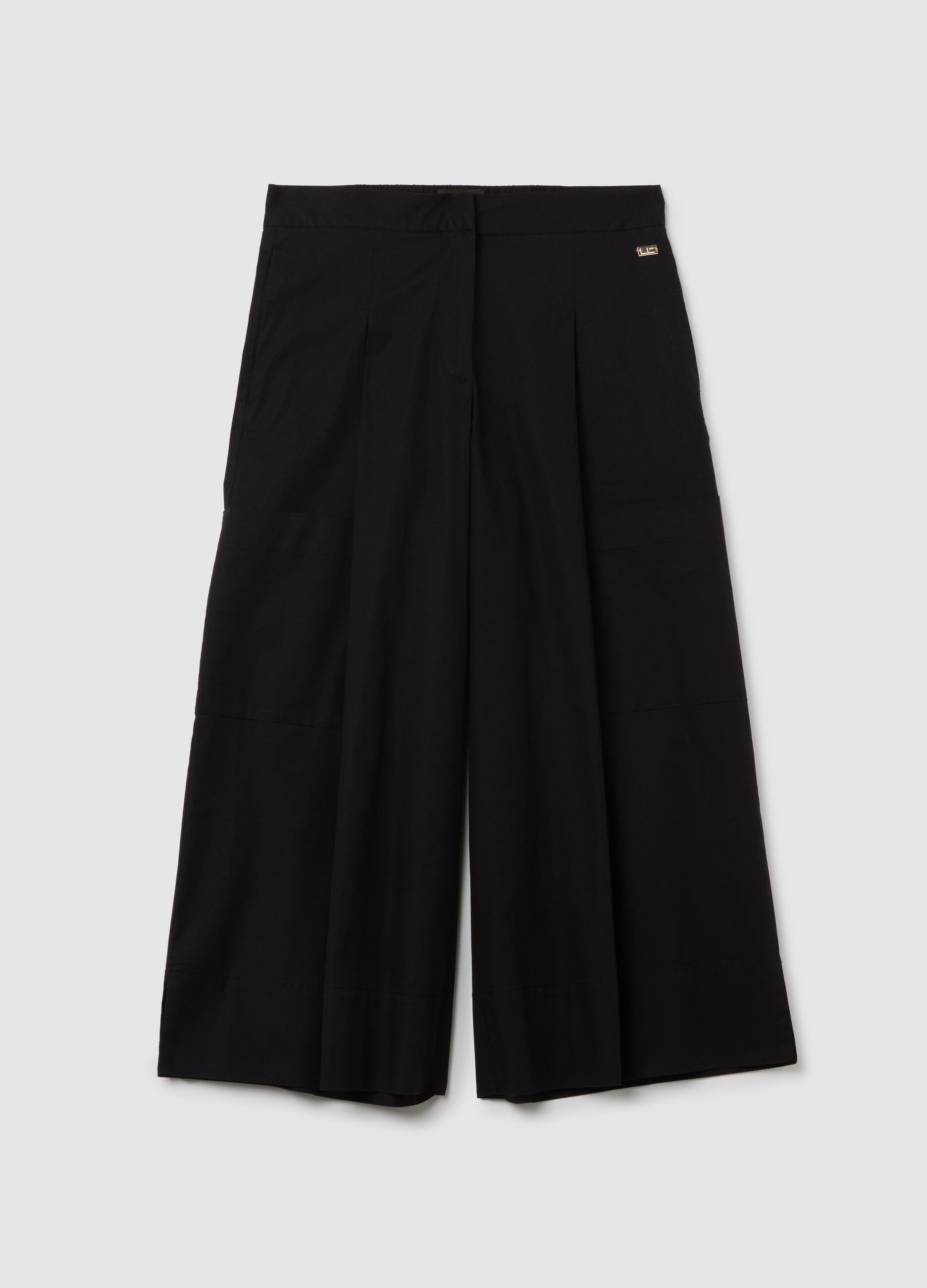 Women's black stretch cotton culottes