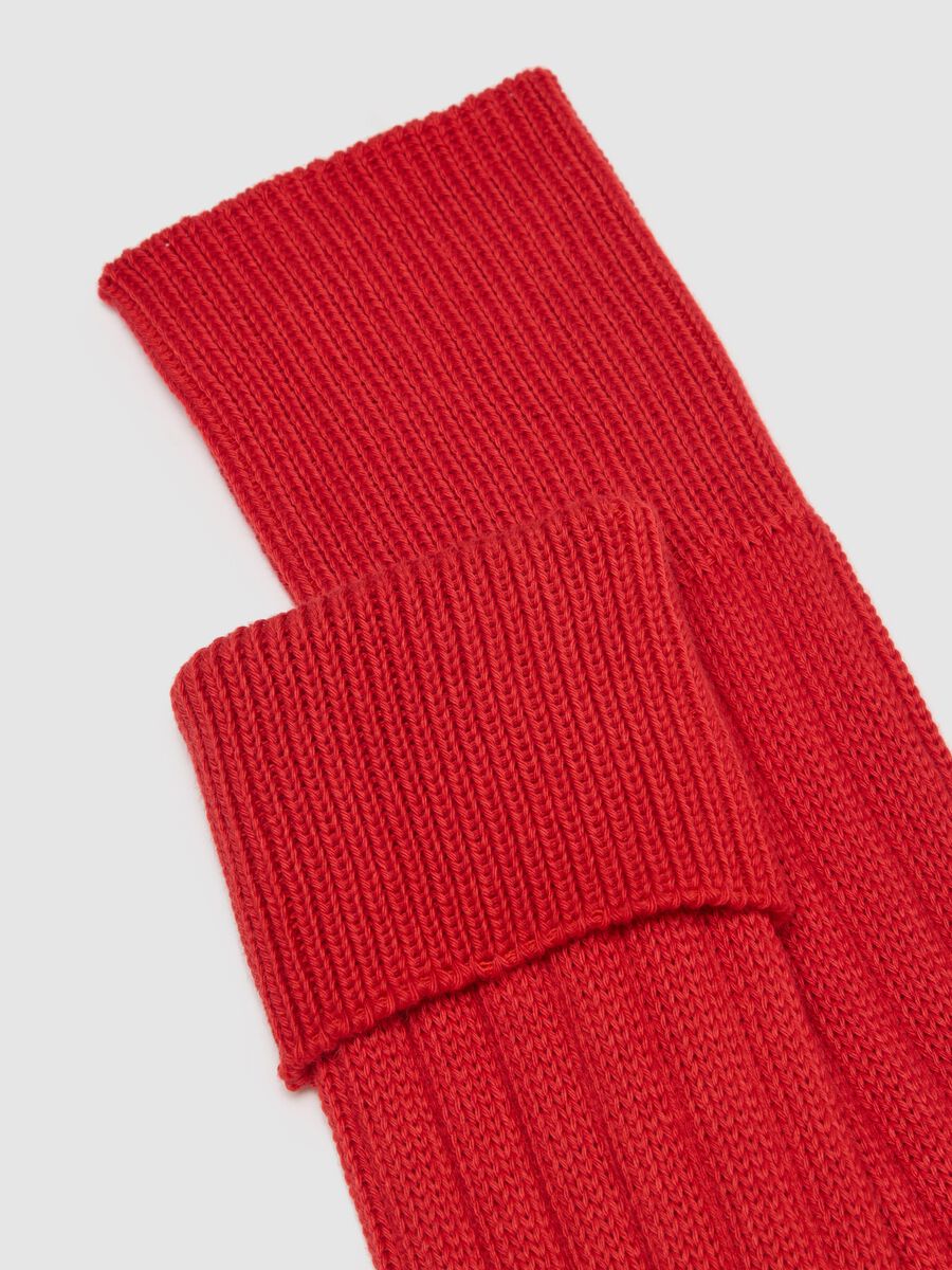 Long red pure cotton socks_2