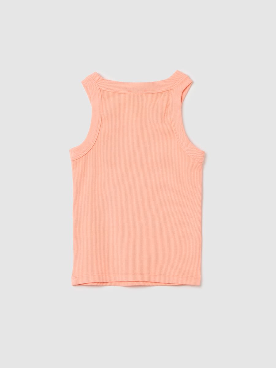 Orange Cotton Fitted Girls' Tank Top_1