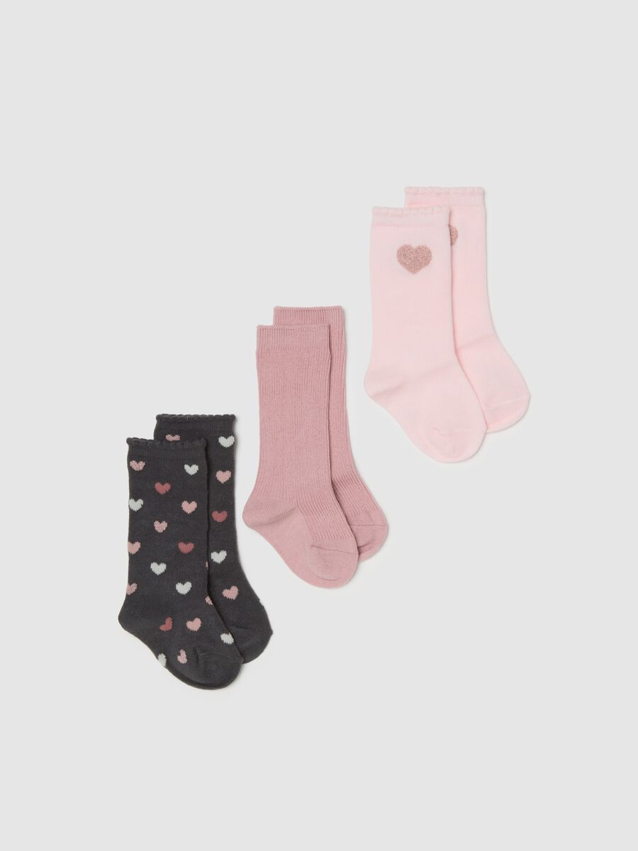 Multicolour Cotton Blend Baby Girls' Long Socks Tripack_0