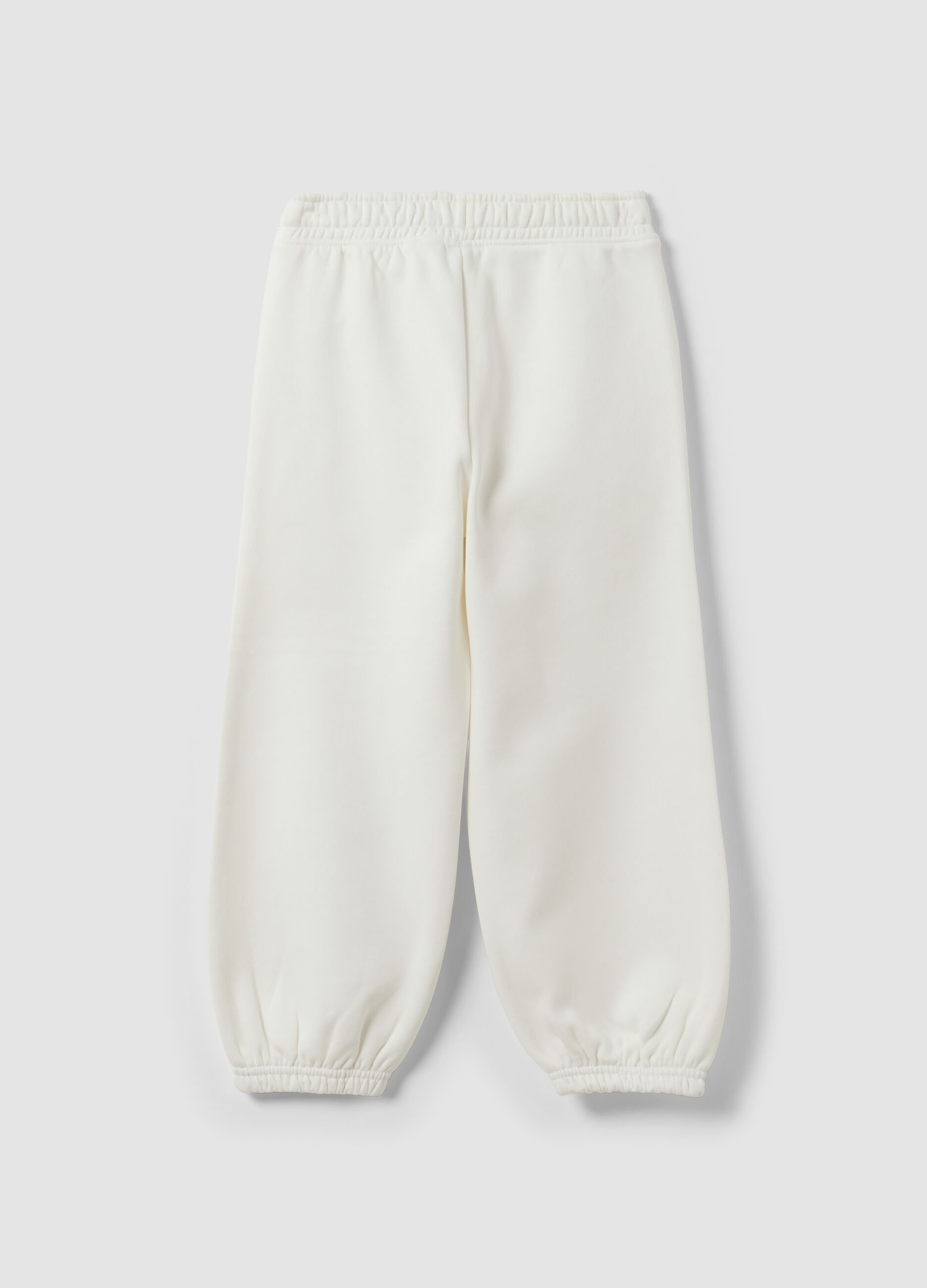 White cotton-blend regular-fit joggers for girls