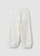 White cotton-blend regular-fit joggers for girls_1